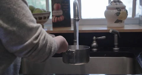Pot Being Filled Up With Water Stock Footage 142098509