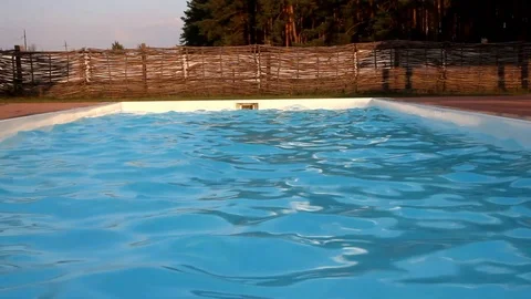 Pot-bellied man jumping into the pool Stock Footage 113231642