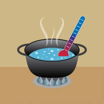 Pot with boiled water Stock Illustration