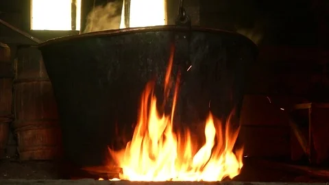 Pot boiling on the fire Stock Footage 71154163