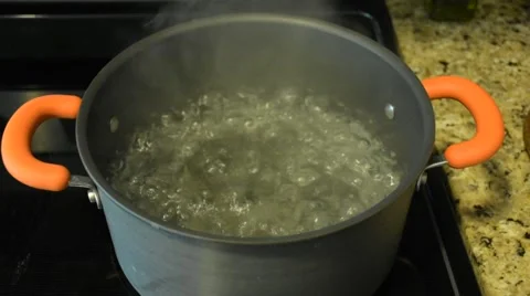 Pot of Boiling Water Stock Footage 63783547