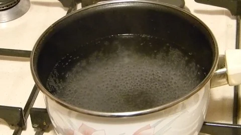 Pot with boiling water. Stock Footage 82117665
