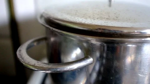 Pot bubble at kitchen Stock Footage 78857651