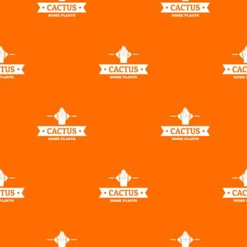 Pot cactus pattern vector orange Stock Illustration