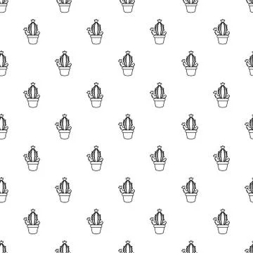 Pot cactus pattern vector seamless Illustrazione stock
