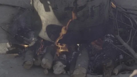 Pot on campfire Stock Footage 82232067