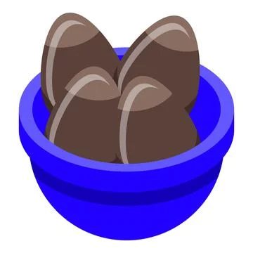 Pot chocolate egg icon isometric vector. Easter surprise Stock Illustration