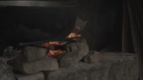 Pot Cooking with Fire Stock Footage 301347915