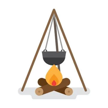 Pot for cooking over a fire Stock Illustration