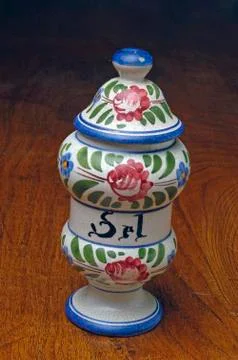 Pot with earthenware salt Stock Photos