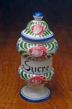 Pot with earthenware sugar Stock Photos