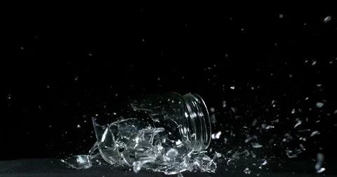 Pot Falling and exploding on Black Background, Slow Motion 4K Stock Footage 75980799