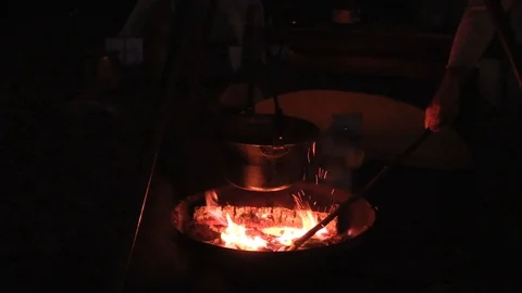 Pot On The Fire Boiling Stock Footage 96029958