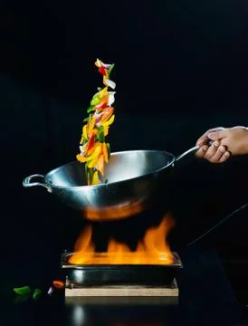 Pot fire cook Stock Photos