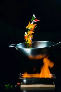 Pot fire cook Stock Photos