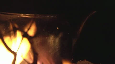 Pot in Fire Stock Footage 22015649