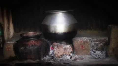 Pot on the fire Stock Footage 22312857