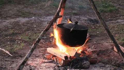 Pot On The Fire. Stock Footage 74227696
