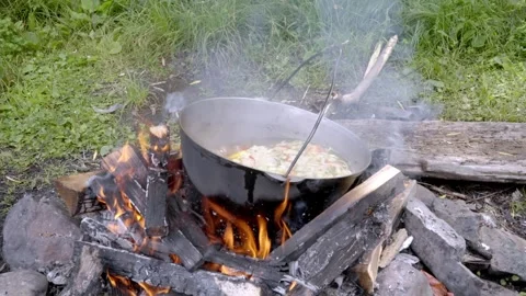 Pot on fire. kettle on fire 스톡 동영상 285542968