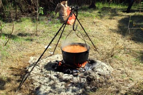 Pot on the fire 스톡 사진