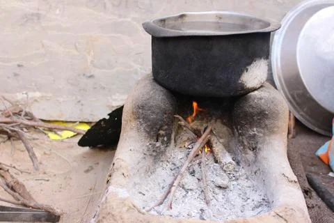 A pot that is on fire Stock Photos