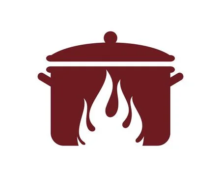 Pot with fire silhouette inside Stock Illustration