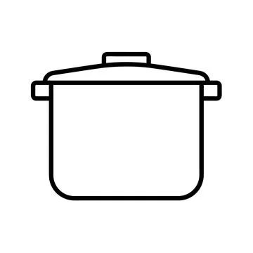 Pot flat icon. Pictogram for web. Line stroke. Isolated on white background.  Stock Illustration