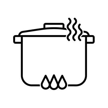 Pot flat icon. Pictogram for web. Line stroke. Isolated on white background.  Stock Illustration
