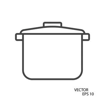 Pot flat icon. Pictogram for web. Line stroke. Isolated on white background.  Stock Illustration
