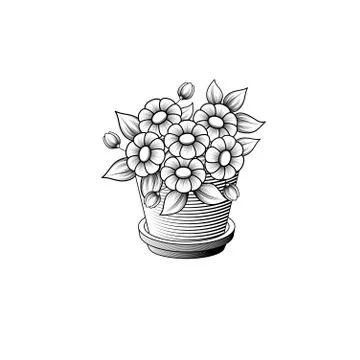 Pot with flowers Stock Illustration