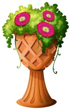 A pot with fresh flowers Stock Illustration