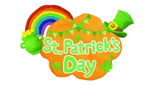 Pot Full of Coins, Hat, Rainbow and Title St. Patrick's day. Alpha matte. 4K Stock Footage 72693458