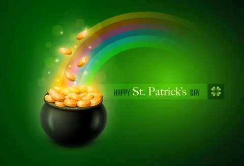 Pot of Gold and rainbow Stock Illustration