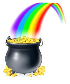 Pot of gold at the end of the rainbow Stock Illustration