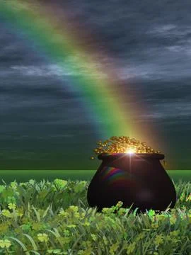 Pot of gold at the end of the rainbow 스톡 일러스트