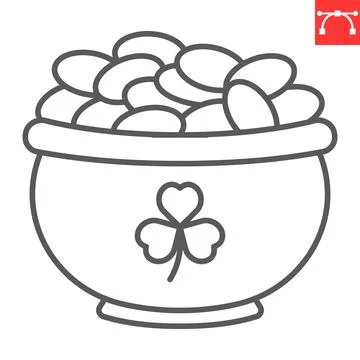 Pot of gold line icon Stock Illustration