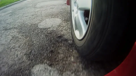 Pot Hole Tire Point of View Video stock 57717281