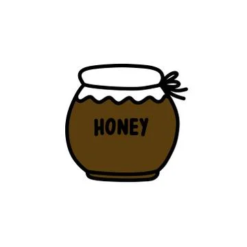 Pot of honey doodle icon, vector color illustration Stock Illustration