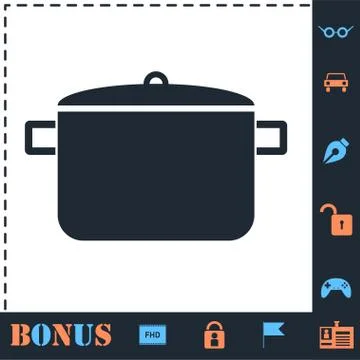Pot icon flat Stock Illustration