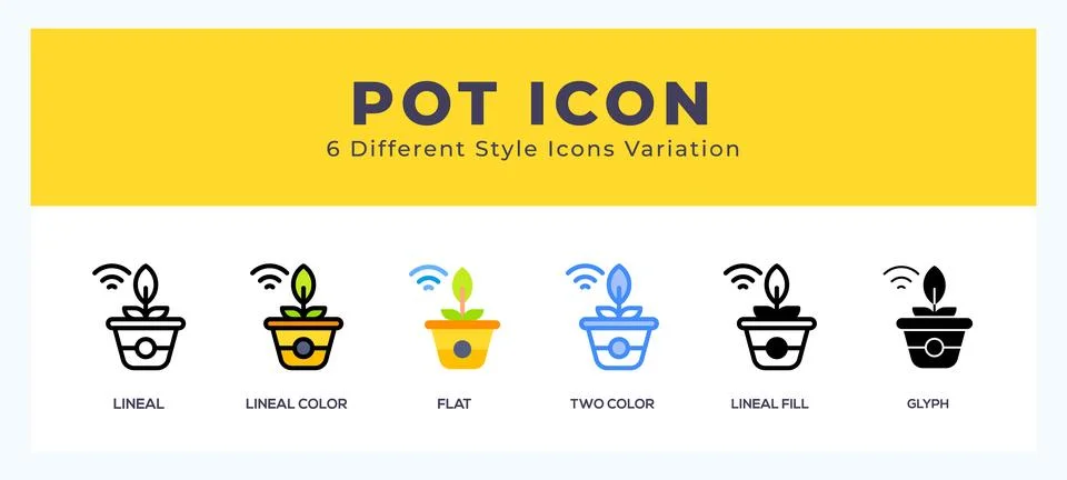 Pot icon set. Design elements for logo Illustrazione stock