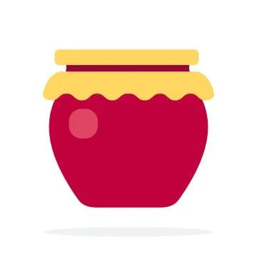 Pot of jam vector flat material design isolated object on white background. 스톡 일러스트