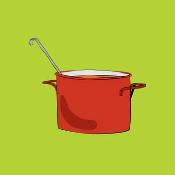 Pot with ladle vector illustration Stock Illustration