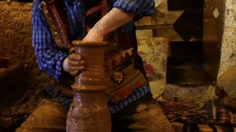 Pot making on the potters wheel Stock Footage 120252096