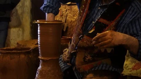 Pot making on the potters wheel Stock Footage 120252212