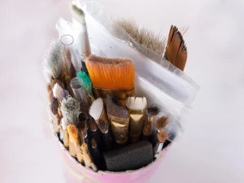 Pot of Paintbrushes Stock Photos