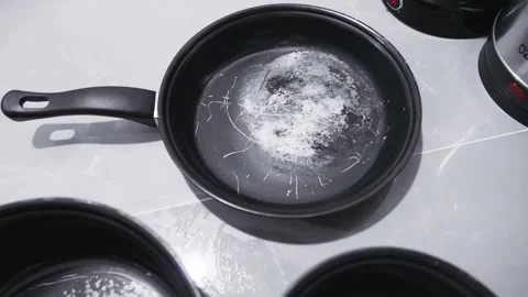 Pot pan scratched cookware worn old Stock Footage 291392392