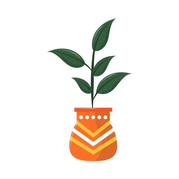 Pot with plant Stock Illustration