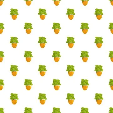 Pot plants pattern with green leafy foliage Stock Illustration