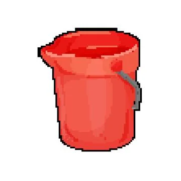 Pot plastic bucket container pixel art vector illustration Illustration