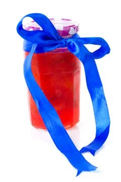 Pot of plums jam Stock Photos